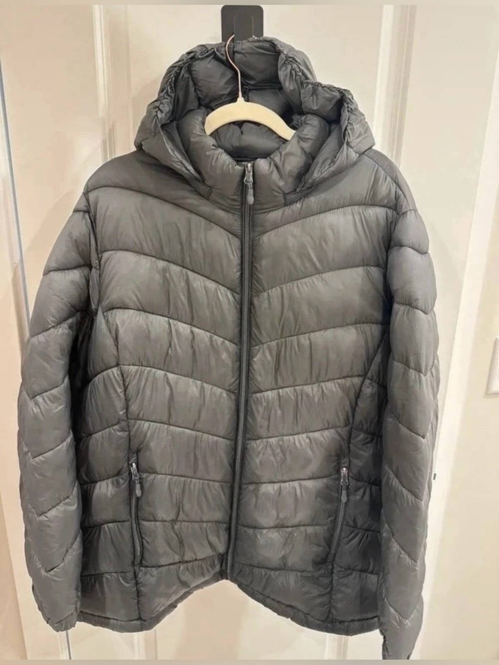 Charter Club Packable Hooded Puffer Jacket Gray 2X FA23